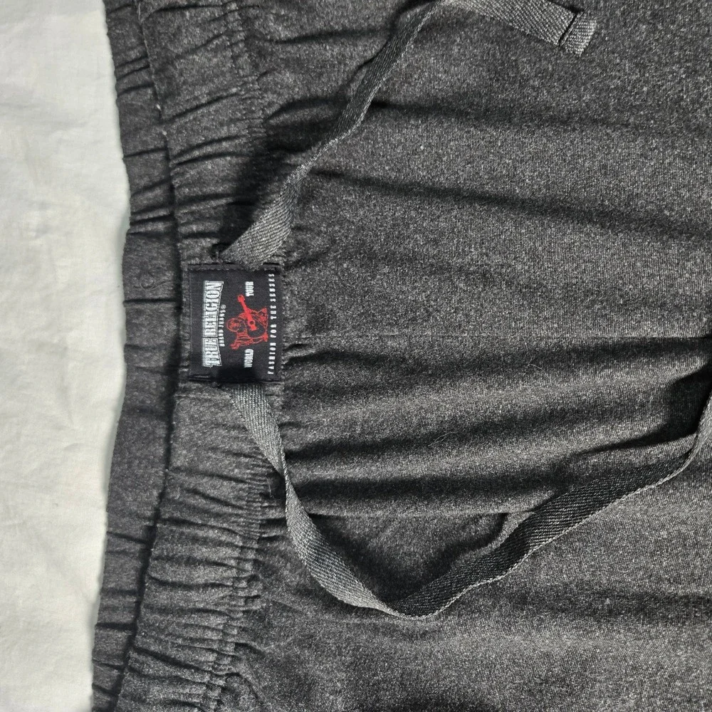 True Religion Mens Jogger Lounge Pants Charcoal Gray Horseshoe‎ Logo Large